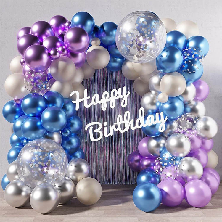 Blue at Purple Metallic Balloons Arch Garland Kit