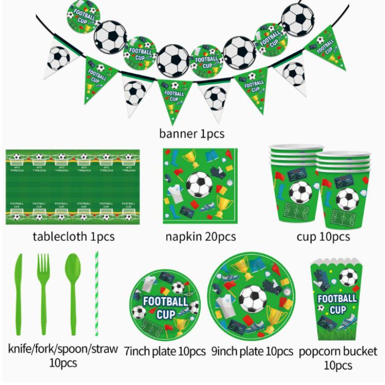 Football Themed Party Decor Disposable Plate Set