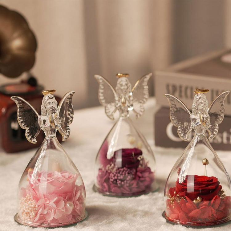 Regalo ng Bulaklak na Iningatan ng Glass Angel