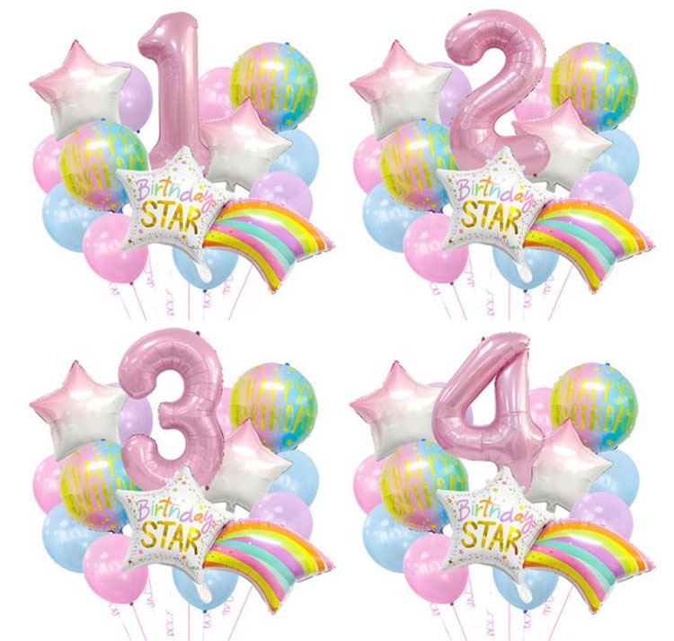 Pink number foil balloons