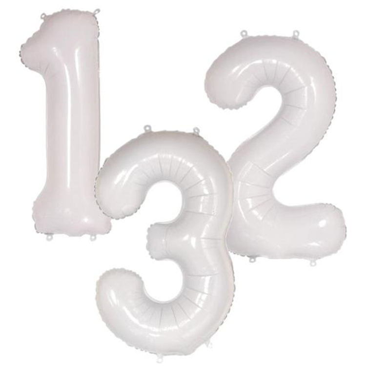 Mga White Number Foil Balloon